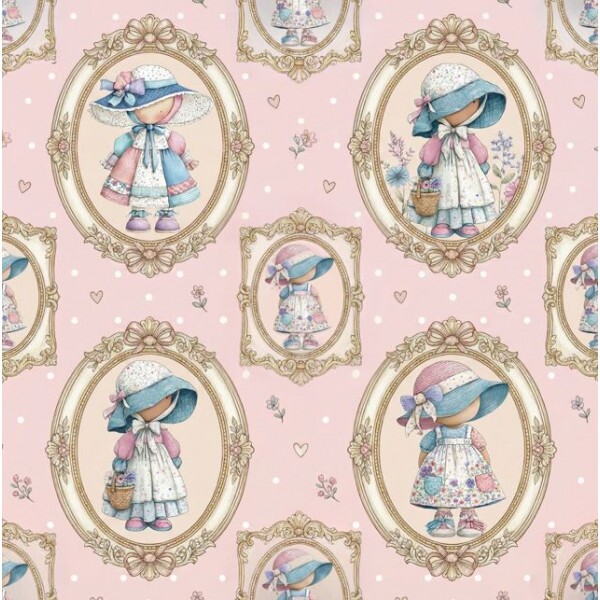 JL26 - TRICOL. SB BONECAS NA MOLDURA - 100% ALGODÃO - A3216/001D