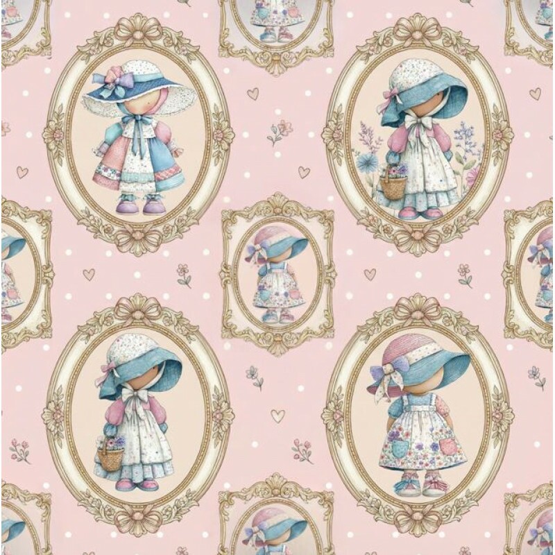 JL26 - TRICOL. SB BONECAS NA MOLDURA - 100% ALGODÃO - A3216/001D