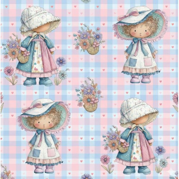 JL26 - TRICOL. SB BONECAS E FLORES - 100% ALGODÃO - A3219/001D