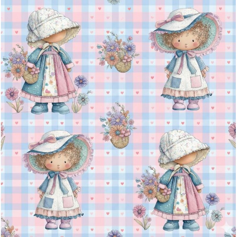 JL26 - TRICOL. SB BONECAS E FLORES - 100% ALGODÃO - A3219/001D