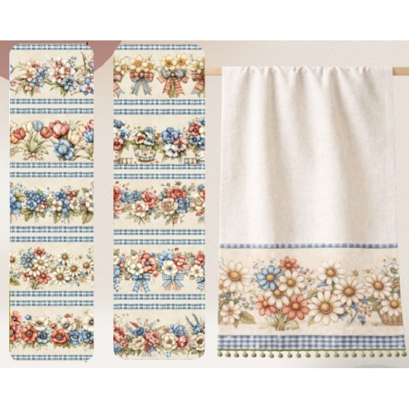 JN26 - TRICOL. BARRADO FLORAL COUNTRY - 100% ALGODÃO 95373/001D