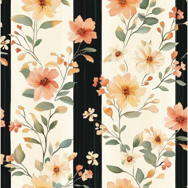 JN26 - TRICOL. OS FLORES RISCAS PRETAS - 100% ALGODÃO - A1051/001D