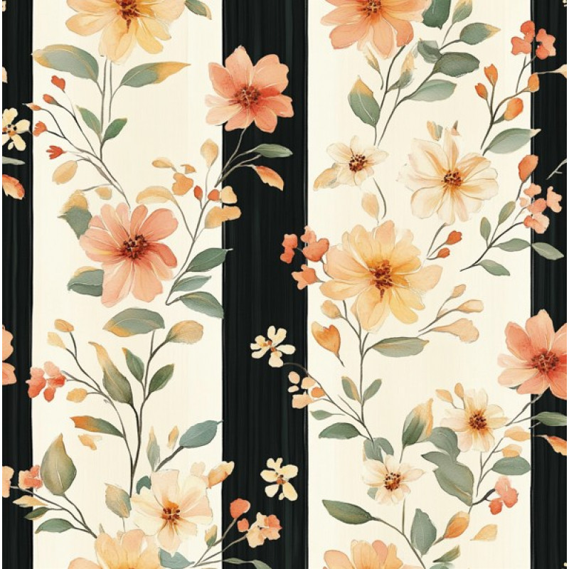 JN26 - TRICOL. OS FLORES RISCAS PRETAS - 100% ALGODÃO - A1051/001D