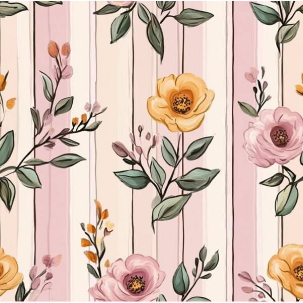 JN26 - TRICOL. PA FLORES EM LISTRAS - 100% ALGODÃO - A3047/001D