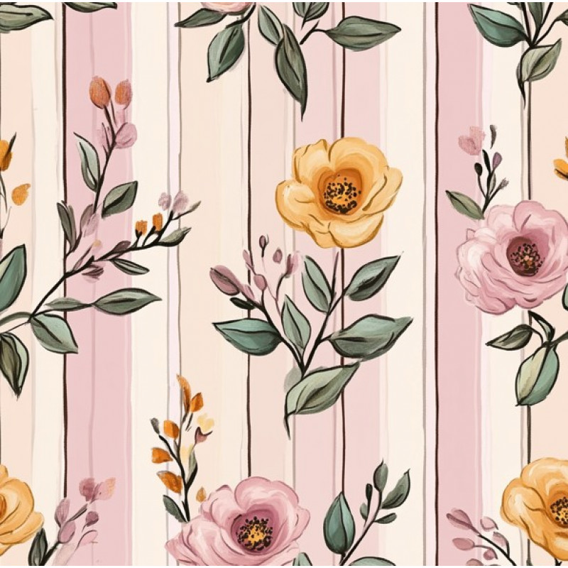 JN26 - TRICOL. PA FLORES EM LISTRAS - 100% ALGODÃO - A3047/001D