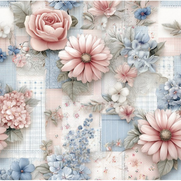 JN26 - TRICOL. SL PATCH FLORES - 100% ALGODÃO - A3052/001D