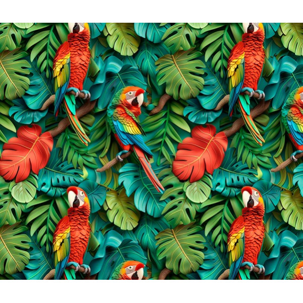 TRICOL. EST. TROPICAL ARARAS VERMELHAS - 92925-001  100% ALGODÃO