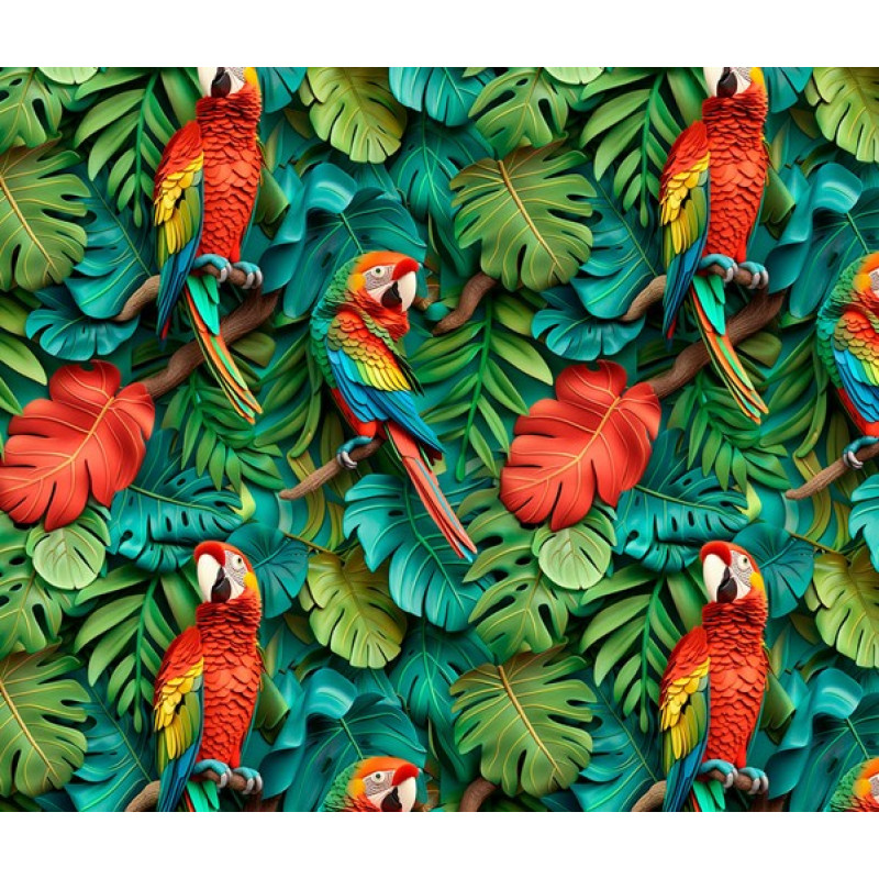 TRICOL. EST. TROPICAL ARARAS VERMELHAS - 92925-001  100% ALGODÃO