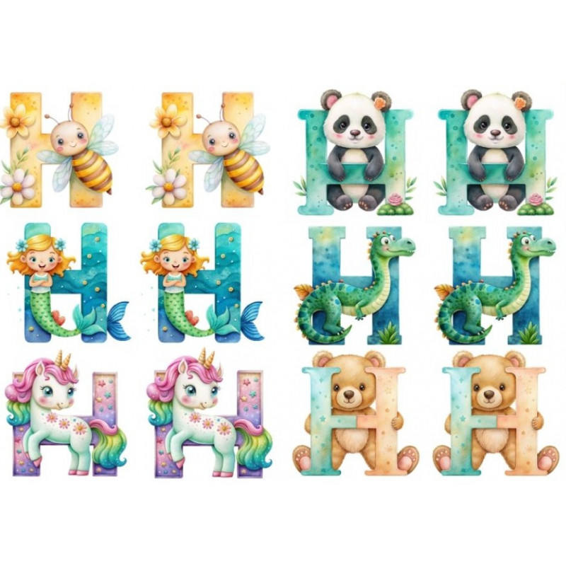 ESTAMPA FÁCIL 20cm x 14cm - LETRA - H