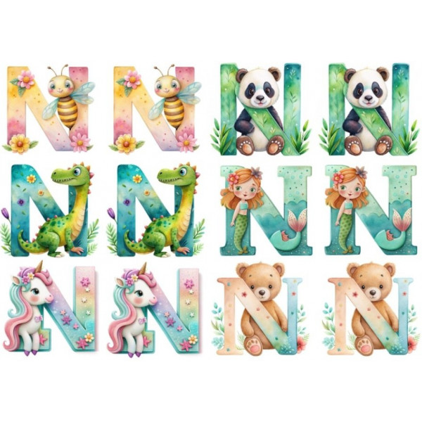 ESTAMPA FÁCIL 20cm x 14cm - LETRA - N