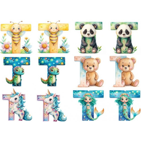 ESTAMPA FÁCIL 20cm x 14cm - LETRA - T