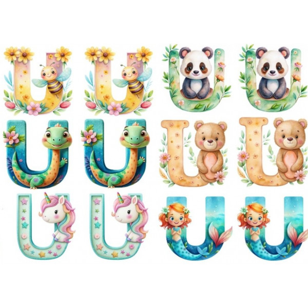 ESTAMPA FÁCIL 20cm x 14cm - LETRA - U