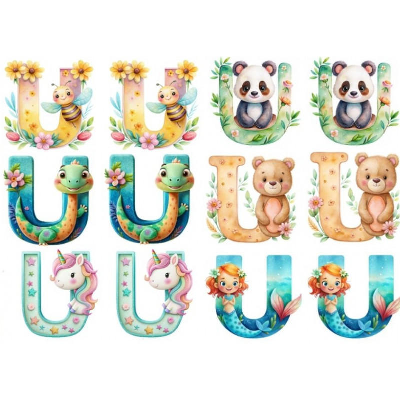 ESTAMPA FÁCIL 20cm x 14cm - LETRA - U