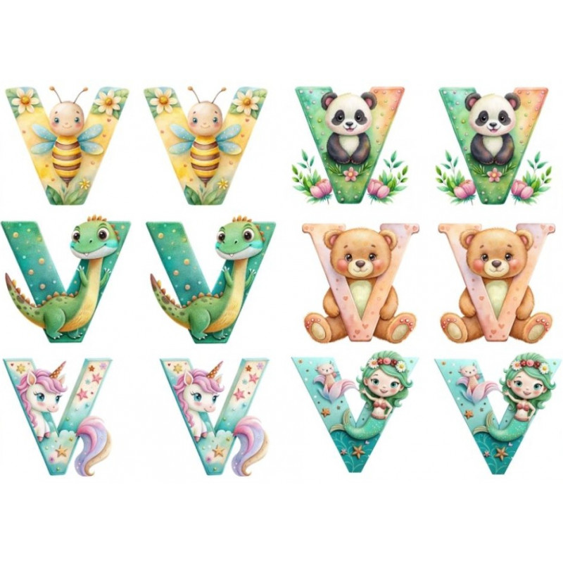 ESTAMPA FÁCIL 20cm x 14cm - LETRA - V