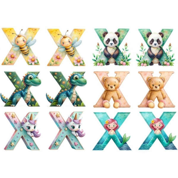 ESTAMPA FÁCIL 20cm x 14cm - LETRA - X