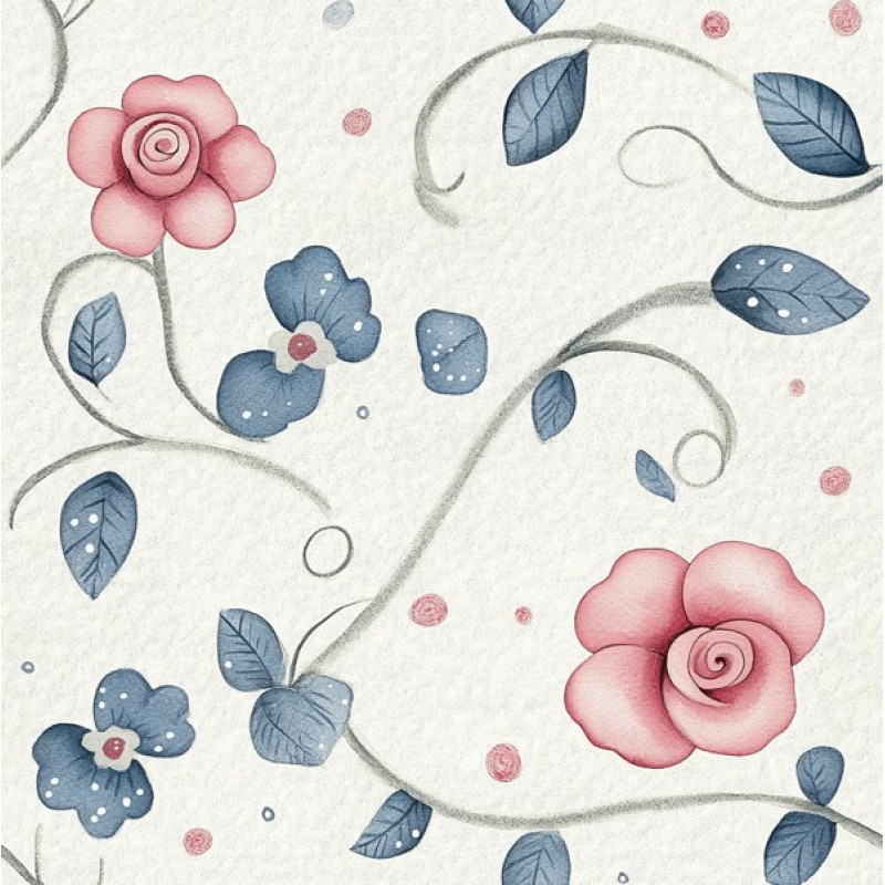 MI26 - TRICOL. FLORES E GALHOS AMANDITA - 100% ALGODÃO - A1003/001D