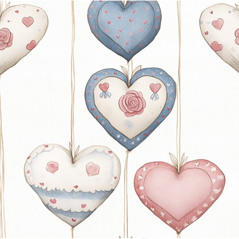 MI26 - TRICOL. CORAÇÕES AMANDITA - 100% ALGODÃO - A1007/001D