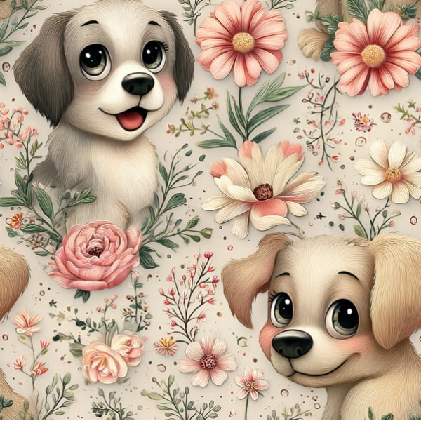 MI26 - TRICOL. BJ CACHORRINHOS FELIZES - 100% ALGODÃO - A0775/001D