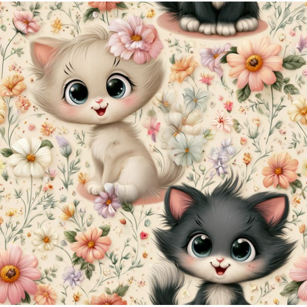 MI26 - TRICOL. BJ GATINHOS FELIZES - 100% ALGODÃO - A0774/001D