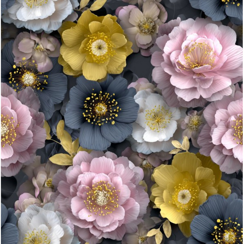 MI26 - TRICOL. BW FLORES - 100% ALGODÃO - A1015/001D