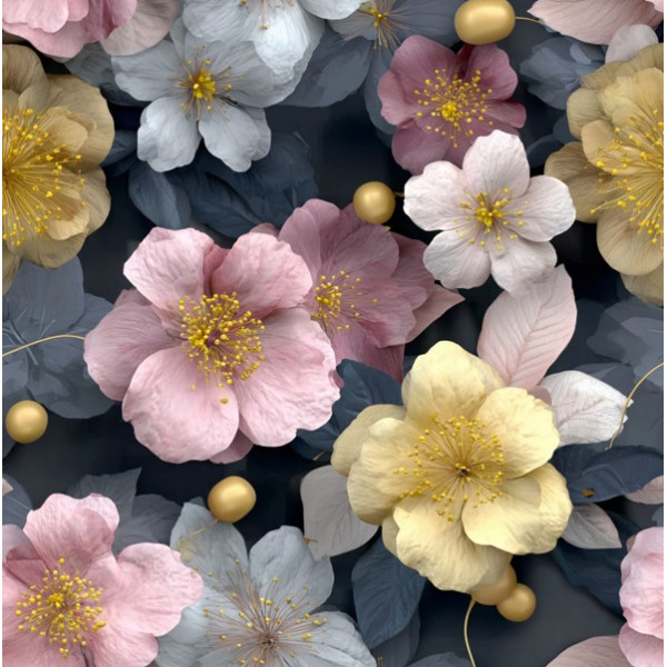 MI26 - TRICOL. BW FLORZINHAS  - 100% ALGODÃO - A1014/001D