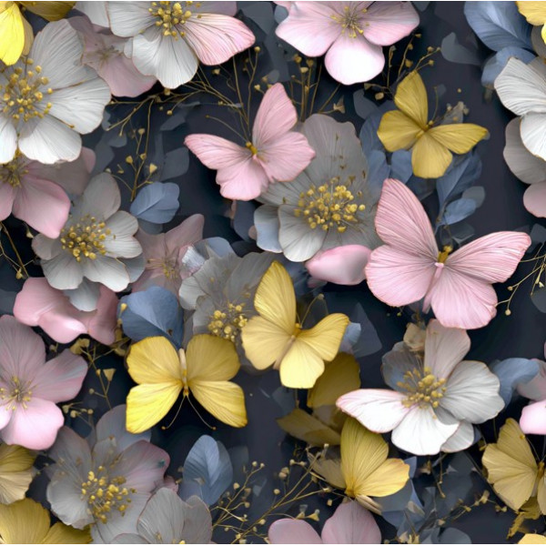 MI26 - TRICOL. BW BORBOLETAS - 100% ALGODÃO - A1013/001D