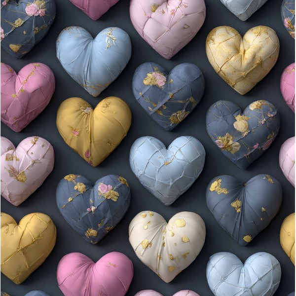 MI26 - TRICOL. BW CORAÇÕES - 100% ALGODÃO - A1012/001D