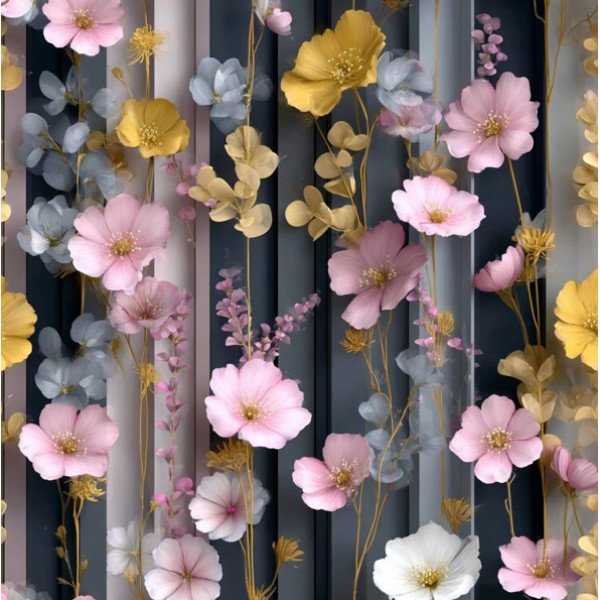 MI26 - TRICOL. BW FLORZINHAS E LISTRAS - 100% ALGODÃO - A1011/001D