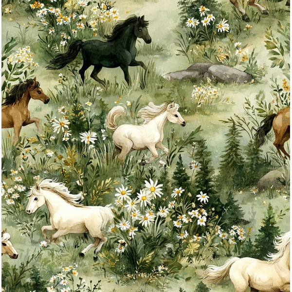 MI26 - TRICOL. VC  CAVALOS AO VENTO  - 100% ALGODÃO - A1063/001D