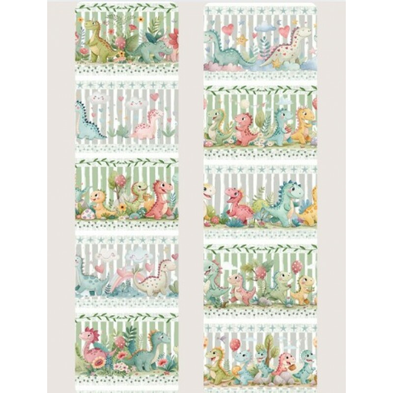 MR26 - TRICOL. BARRADO - DINO AQUARELA - 100% ALGODÃO