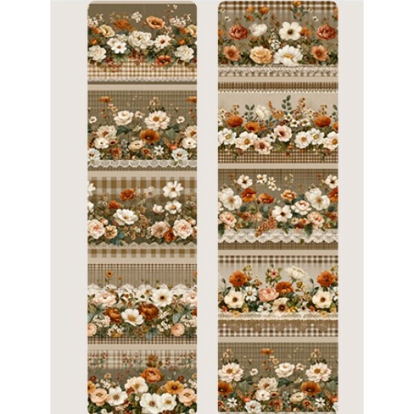 MR26 - TRICOL. BARRADO - FLORES MARROM - 100% ALGODÃO