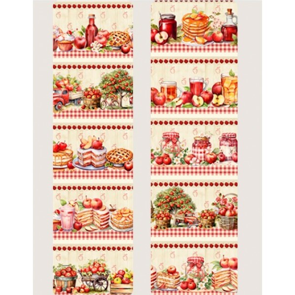 MR26 - TRICOL. BARRADO - MAÇÃS VERMELHAS - 100% ALGODÃO