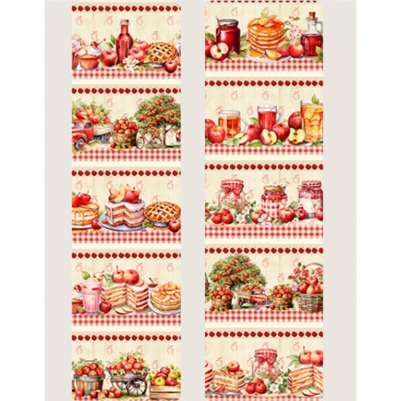 MR26 - TRICOL. BARRADO - MAÇÃS VERMELHAS - 100% ALGODÃO