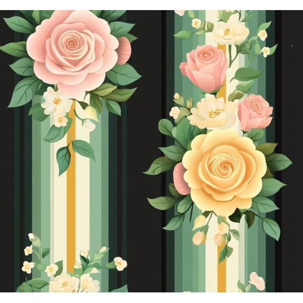 MR26 - TRICOL. BF FLORES E LISTRAS - 100% ALGODÃO - 04799/001D