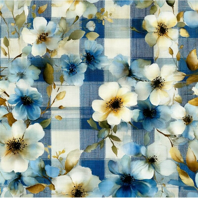 MR26 - TRICOL. BM FLORES NO XADREZ - 100% ALGODÃO - 04806/001D