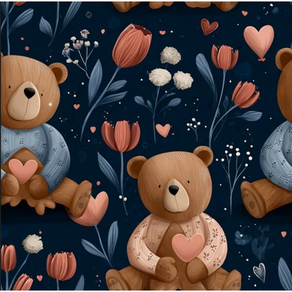 MR26 - TRICOL. NB URSOS E CORAÇÃO - 100% ALGODÃO - 04826/001D