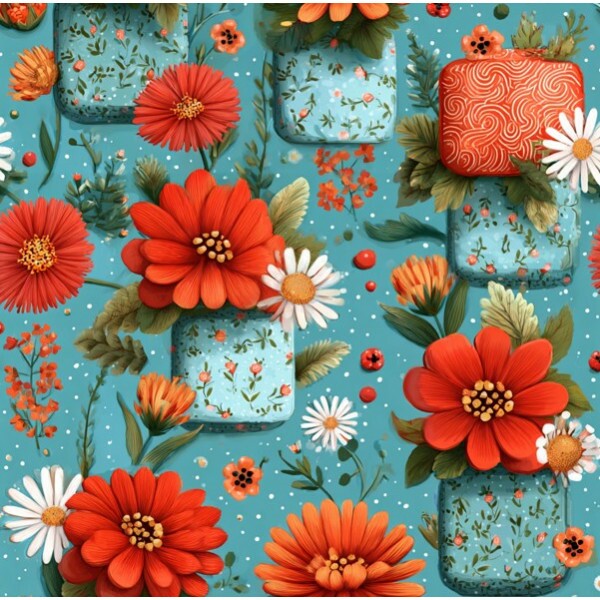 MR26 - TRICOL. LD QUADROS E FLORES - 100% ALGODÃO - 05085/001D