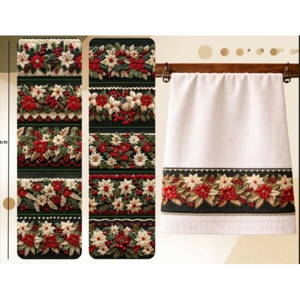 NT26 - TRICOL. NATAL BARRADO FLORES NATALINAS - 100% ALGODÃO - 85763/001D