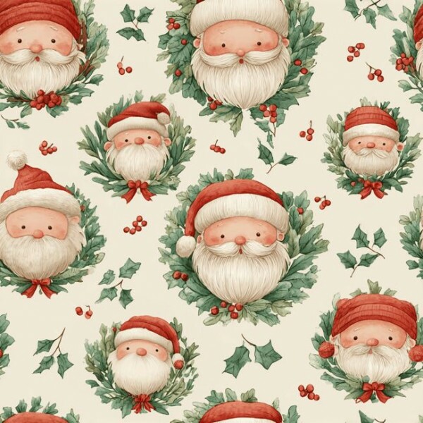 NT26 - TRICOL. NATAL RETRÔ PAPAI NOEL - 100% ALGODÃO - A1336/001D