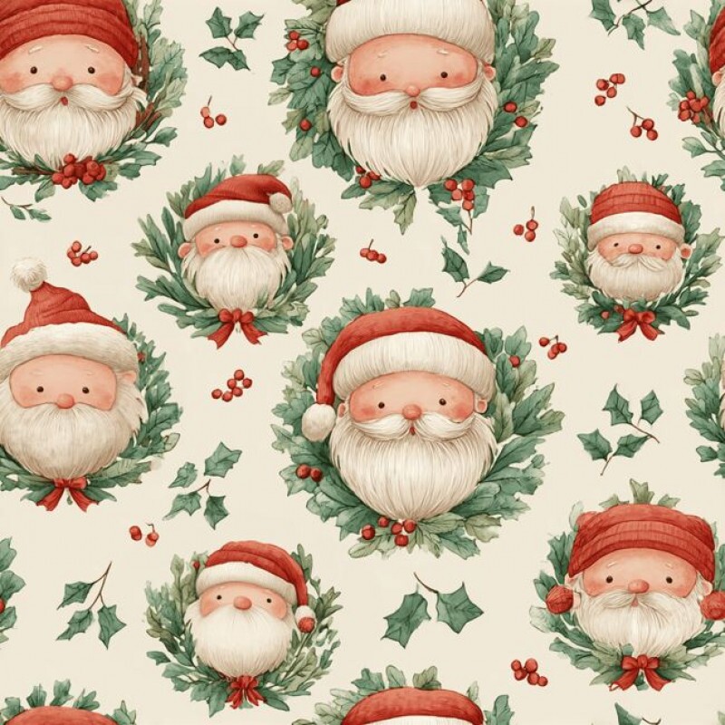 NT26 - TRICOL. NATAL RETRÔ PAPAI NOEL - 100% ALGODÃO - A1336/001D