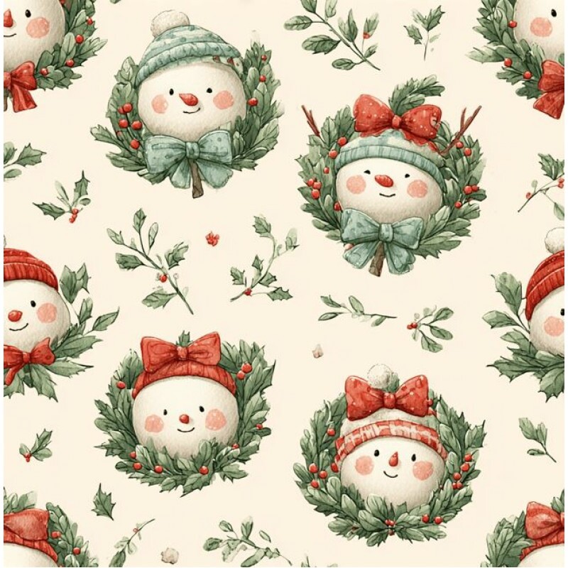 NT26 - TRICOL. NATAL RETRÔ BONECO DE NEVE - 100% ALGODÃO - A1334/001D