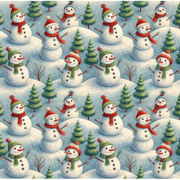 NT26 - TRICOL. NATAL TRADIÇÃO BONECO DE NEVE - 100% ALGODÃO - A1794/001D