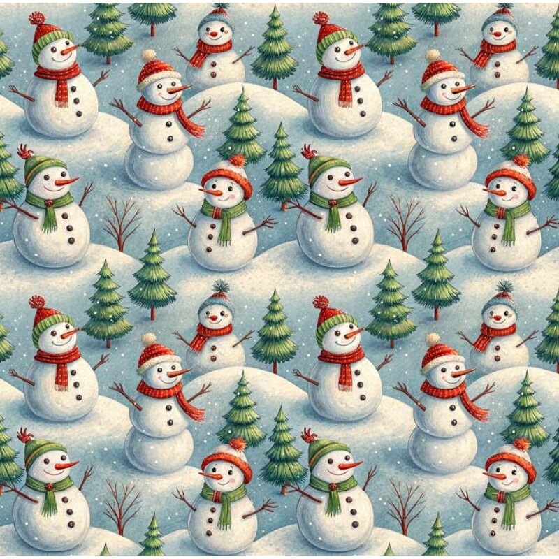 NT26 - TRICOL. NATAL TRADIÇÃO BONECO DE NEVE - 100% ALGODÃO - A1794/001D