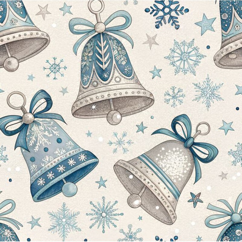 NT26 - TRICOL. NATAL BLUE SILVER SINOS - 100% ALGODÃO - A1182/001D