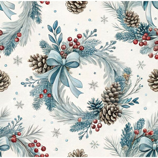 NT26 - TRICOL. NATAL BLUE SILVER PINHAS - 100% ALGODÃO - A1183/001D