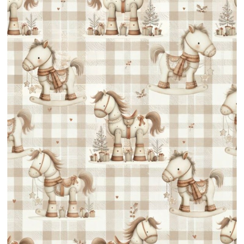 NT26 - TRICOL. NATAL BOHO CAVALINHOS - 100% ALGODÃO - A2098/001D