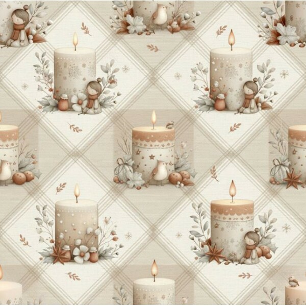 NT26 - TRICOL. NATAL BOHO VELAS - 100% ALGODÃO - A2099/001D
