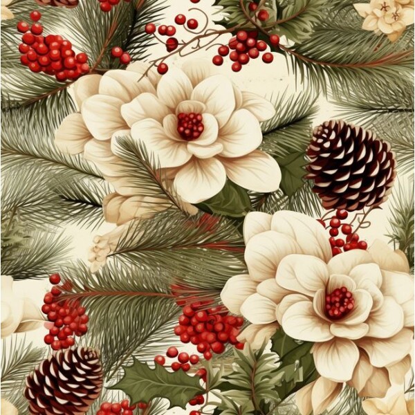 NT26 - TRICOL. NATAL PN PINHAS NO CREME - 100% ALGODÃO - A1689/001D