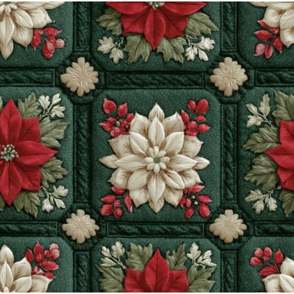 NT26 - TRICOL. NATAL QUILT VERDE AMOR - 100% ALGODÃO - A2033/001D