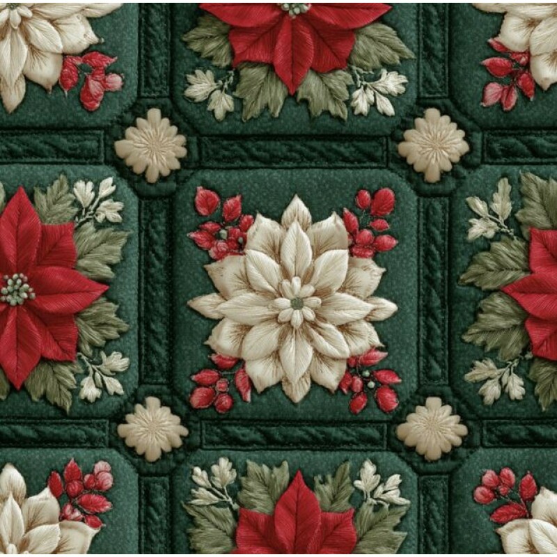NT26 - TRICOL. NATAL QUILT VERDE AMOR - 100% ALGODÃO - A2033/001D